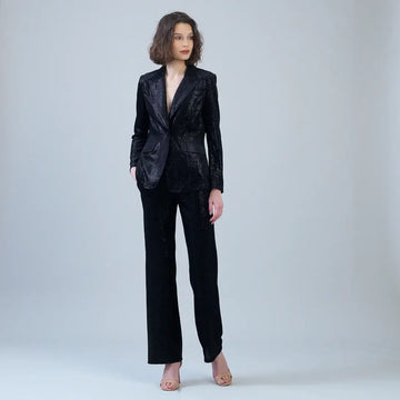 Clara Sunwoo Velvet Shimmer Signature Pocket Blazer