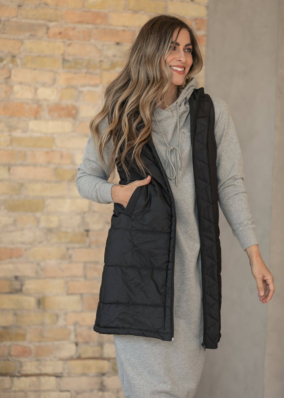 Polar Black Puff Vest Long - ARRIVING SOON
