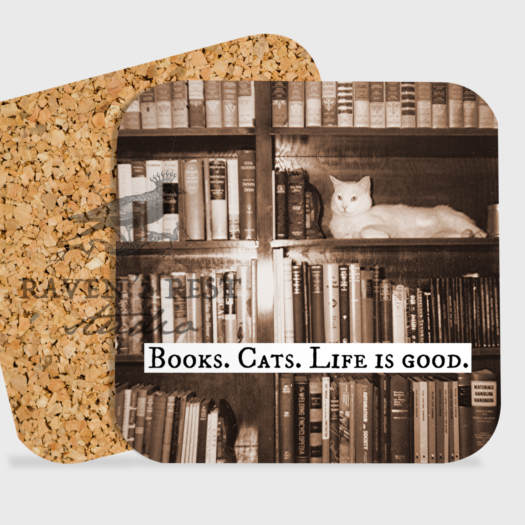 COASTER. Books. Cats. Life is Good. - 0