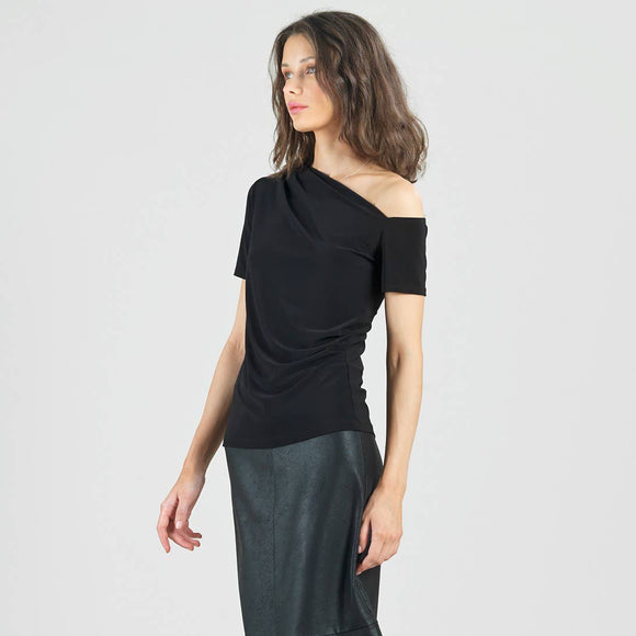 Clara Sunwoo Angular Drape Neck Off Shoulder Top