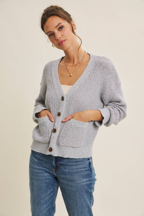 Slouchy Ribbed Cardigan Sweater