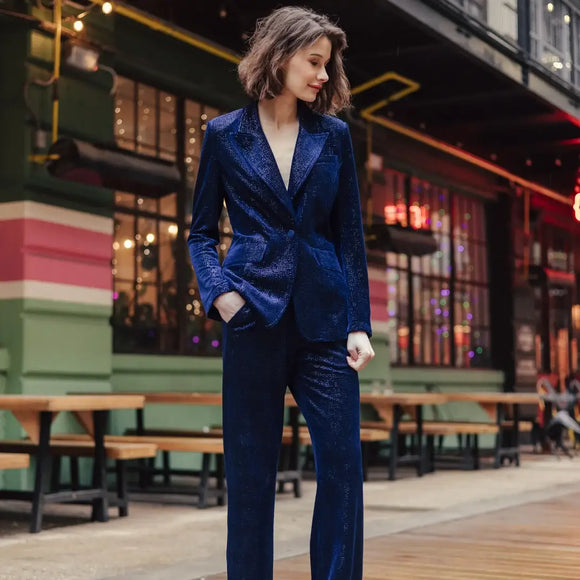 Clara Sunwoo Velvet Shimmer Signature Pocket Blazer