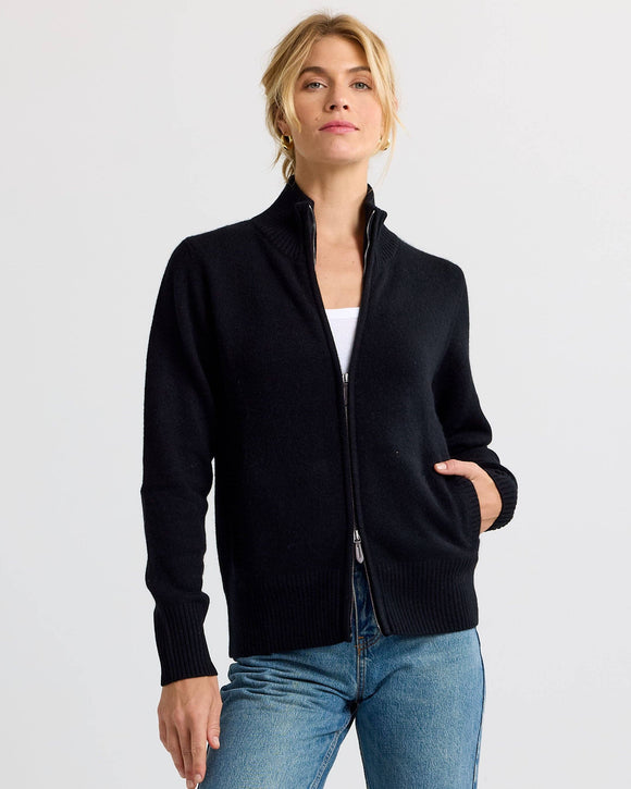 Cashmere Stand Collar Cardigan by Pura Cashmere