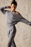 Cozy Fleece Flashdance Sweatshirt - Htr Steel Grey-1