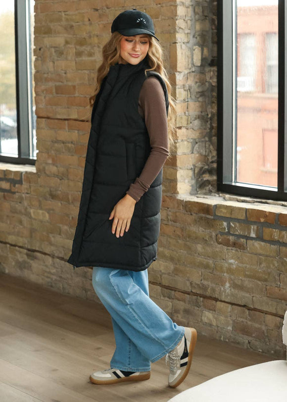 Polar Black Puff Vest Long - ARRIVING SOON