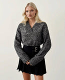 Flecked V-Neck One Size Sweater-1