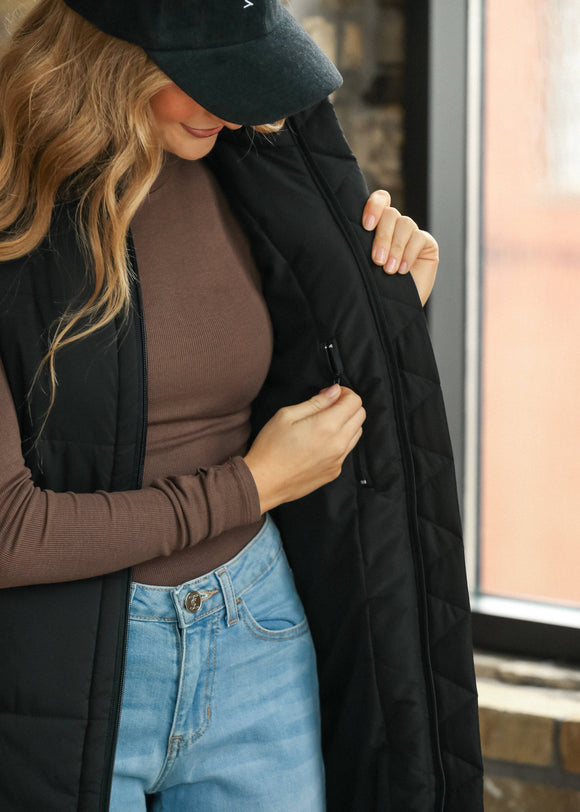 Polar Black Puff Vest Long - ARRIVING SOON