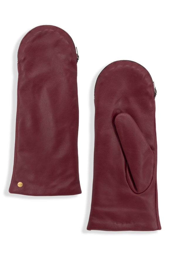 Sydney Cashmere Lined Convertible Leather Mittens - Women