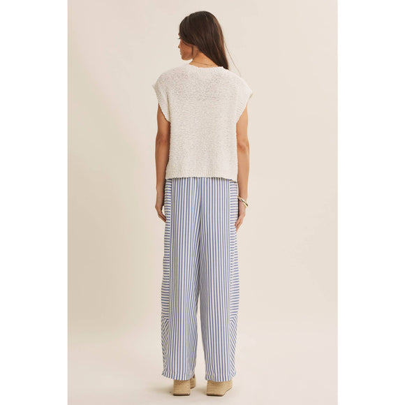 Textured Cotton Sleeveless Sweater Top