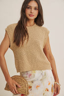 Textured Cotton Sleeveless Sweater Top-1