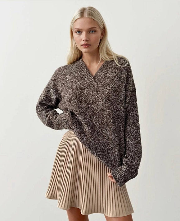 Flecked V-Neck One Size Sweater