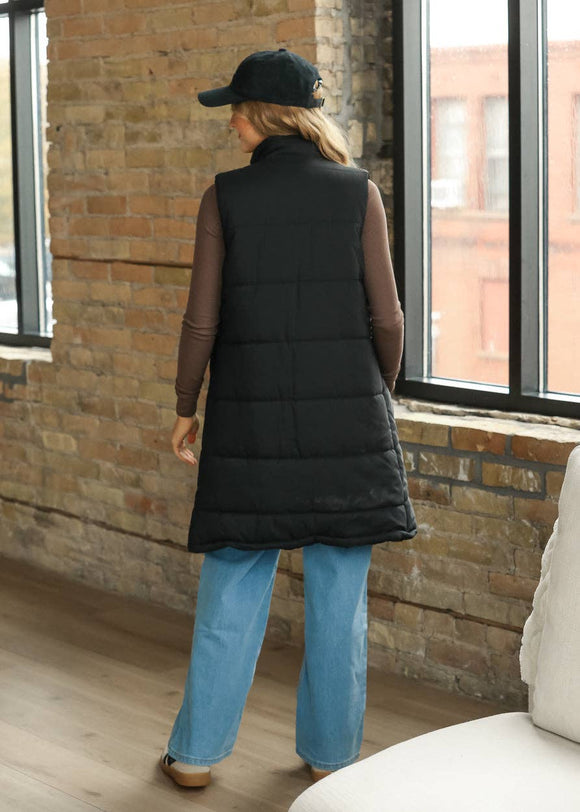 Polar Black Puff Vest Long - ARRIVING SOON