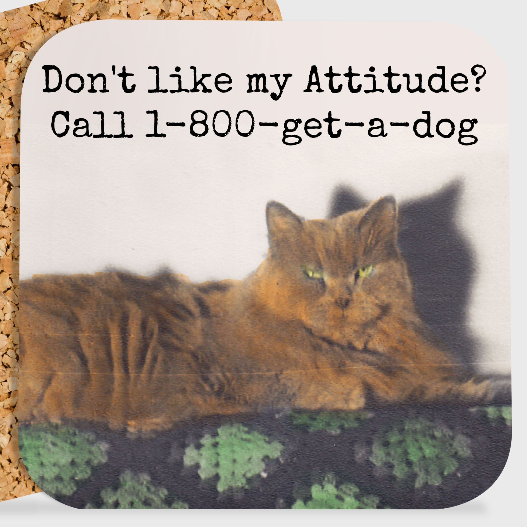 COASTER. Call 1-800-get-a-dog. Funny Vintage Cat Photo Gift.