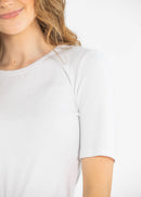 Essential White Ribbed Half Sleeve Tee-11