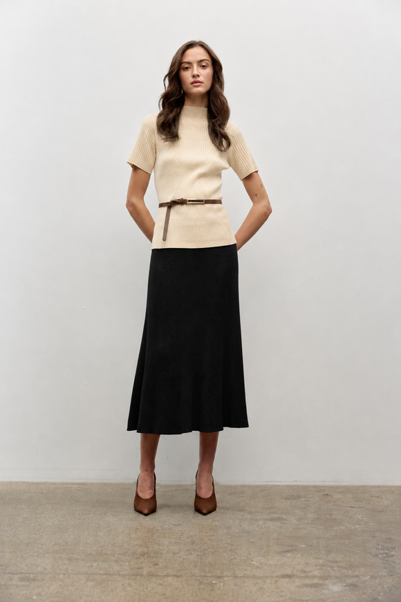 Iris Setlakwe Rib Knit Midi Skirt