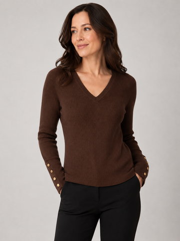 Iris Setlakwe Long Sleeve V-Neck Rib Top