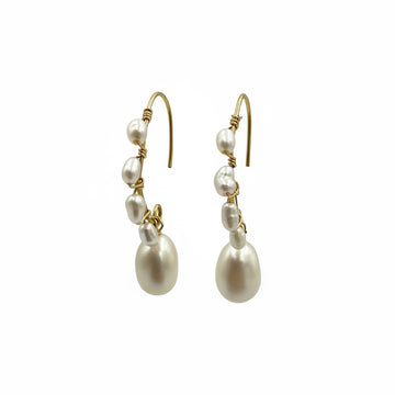 Joanna Bisley Baroque Pearl Long Ear Wire Earrings | 14Kt Gold Fill