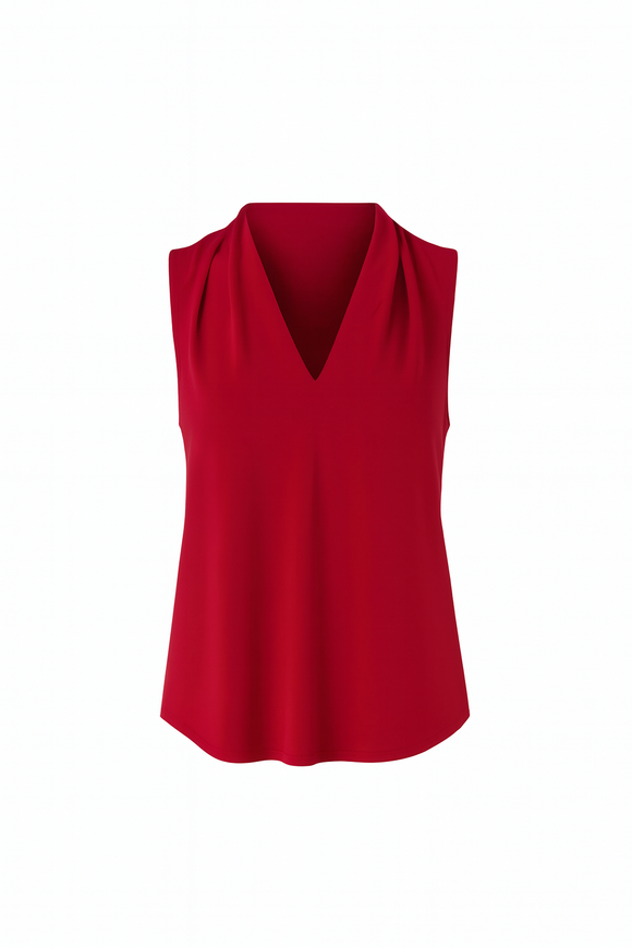 Iris Setlakwe Matte Jersey Sleeveless Pleated V-Neck Top