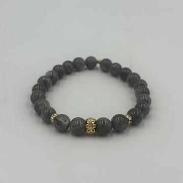 Joanna Bisley Bracelet Labradorite 8mm with Flower and 14kt Large Rondelle Swarovski Crystal - 0