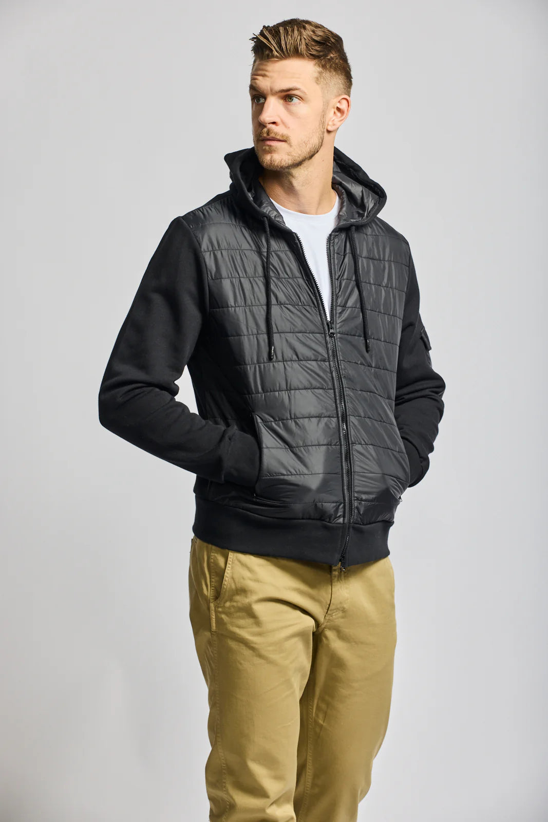 Easy Mondays Nylon/Fleece Quilted Hoodie