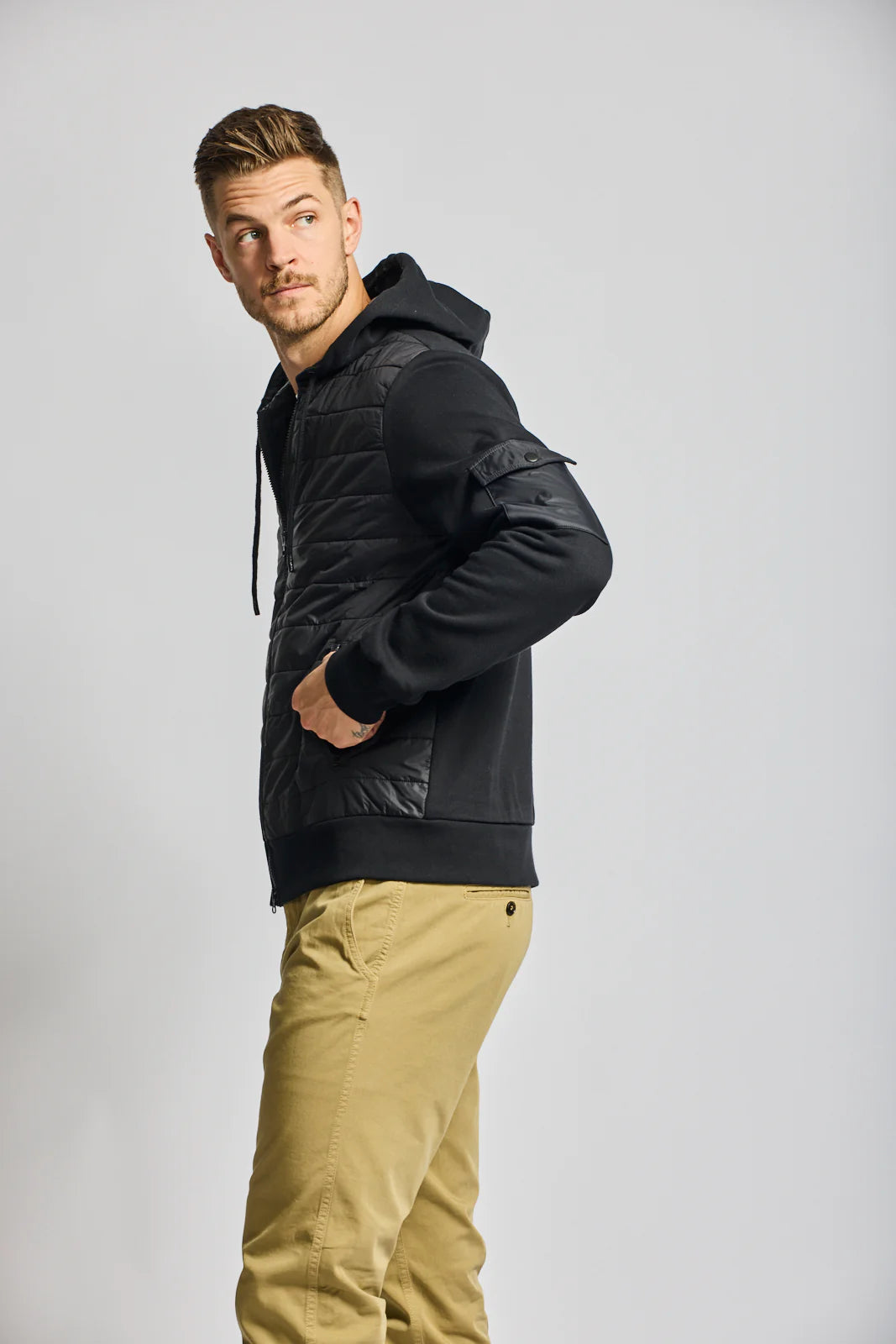 Easy Mondays Nylon/Fleece Quilted Hoodie