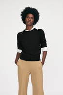 Iris Setlakwe Merino Blend Sweater w/ Rushed Sleeve Detail-1