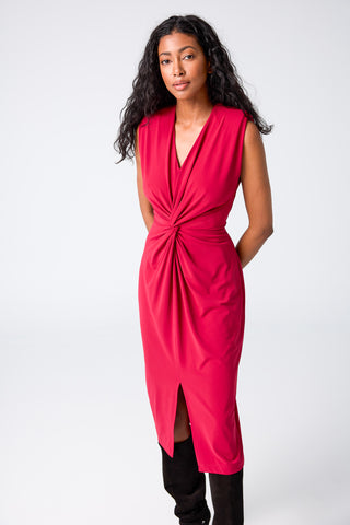 Buy framboise Iris Setlakwe Sleeveless Dress with Front Knot Detail