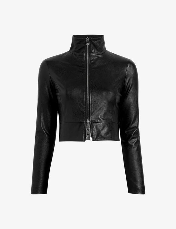 Commando Cropped Faux Leather Biker Jacket