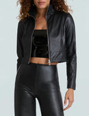 Commando Cropped Faux Leather Biker Jacket-1