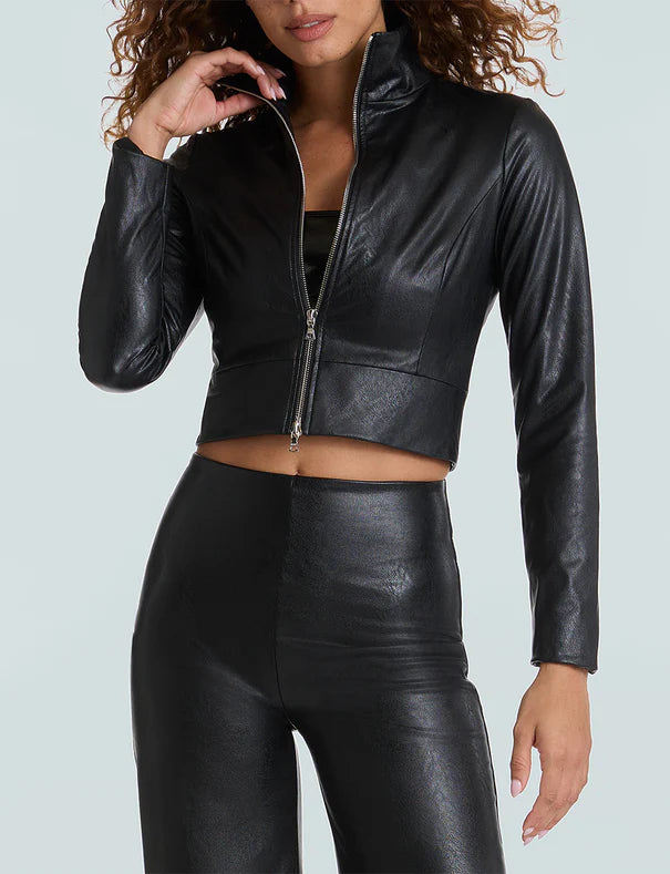 Commando Faux Leather Cropped Biker Jacket - 0