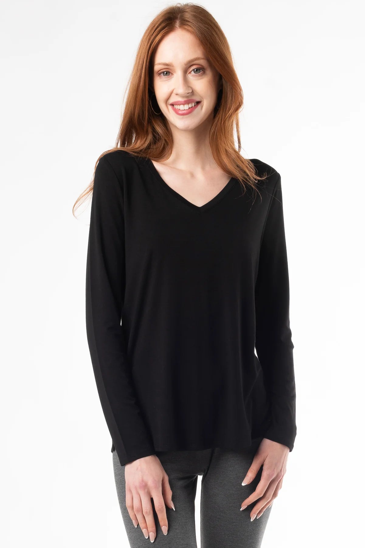 Buy black Terrera Elvy Long Sleeve V-Neck Top