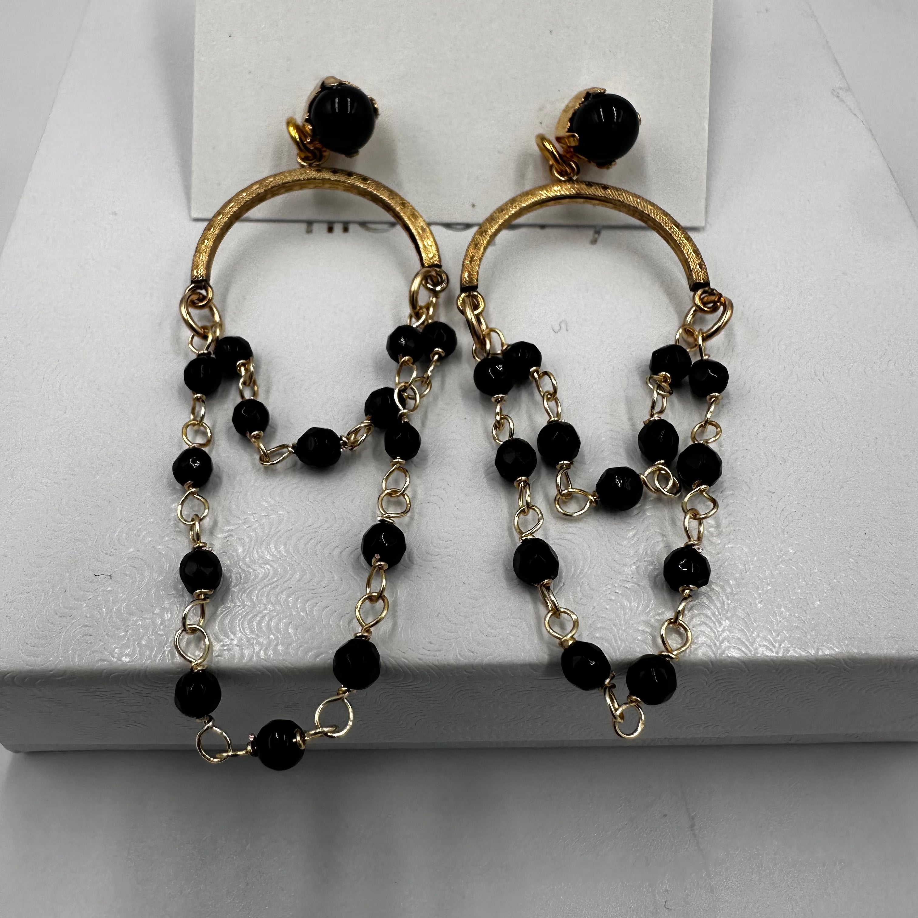 Joanna Bisley Jet Black 14kt goldfill Earrings E3592je - 0