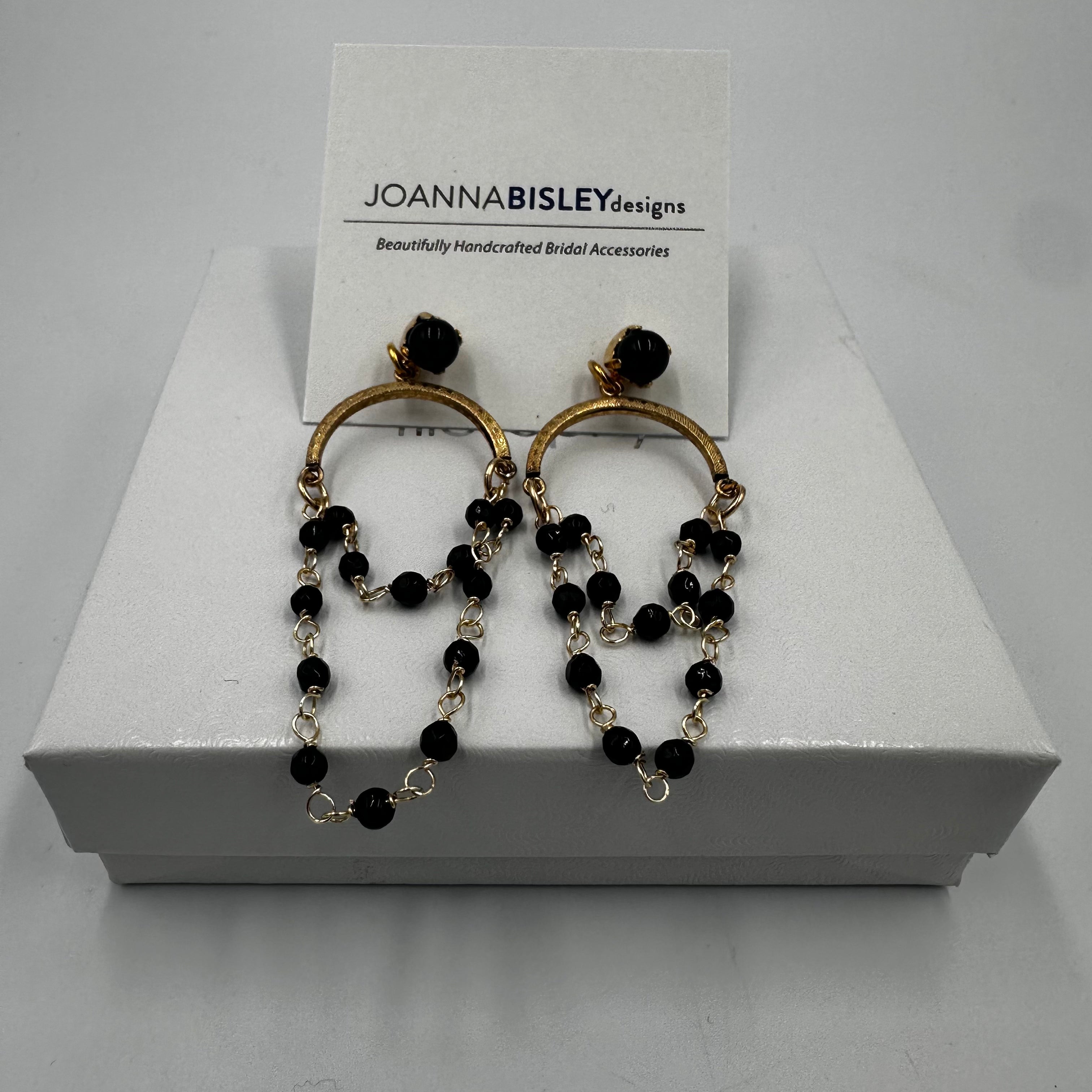 Joanna Bisley Jet Black 14kt goldfill Earrings E3592je