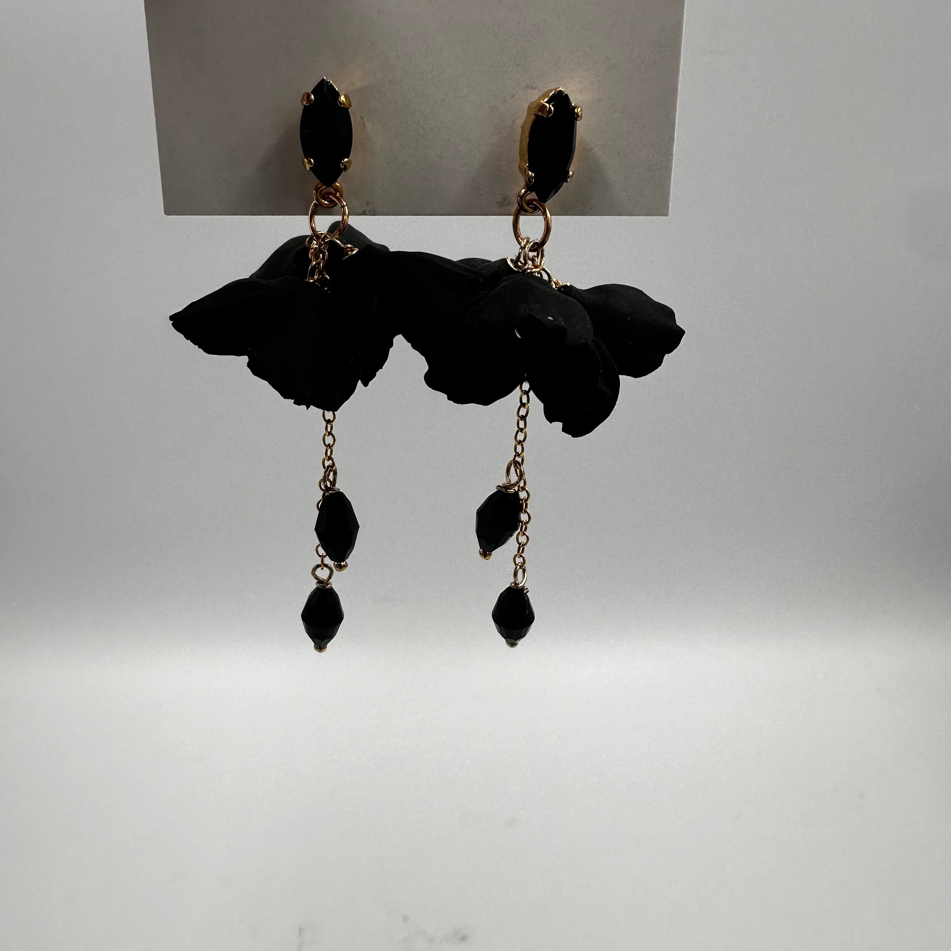 Joanna Bisley Black Flowers with Swarovski Crystal Drop - 0