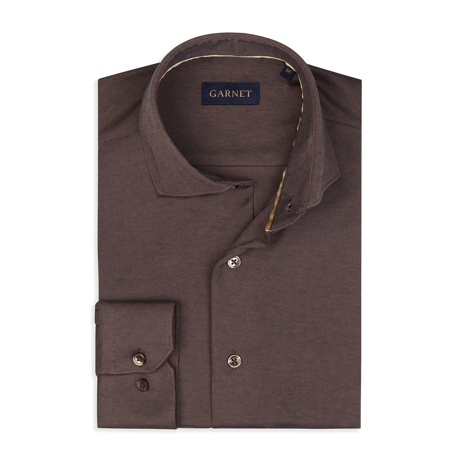 Garnet Italian Collar Jersey Long Sleeve Button Up Shirt