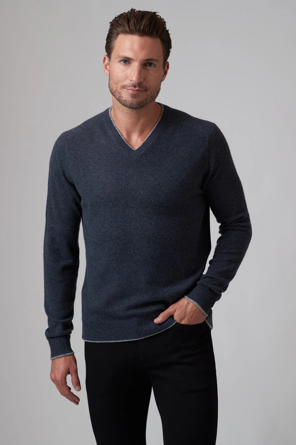 Buy carbon Raffi Pure Cashmere Classic Vneck