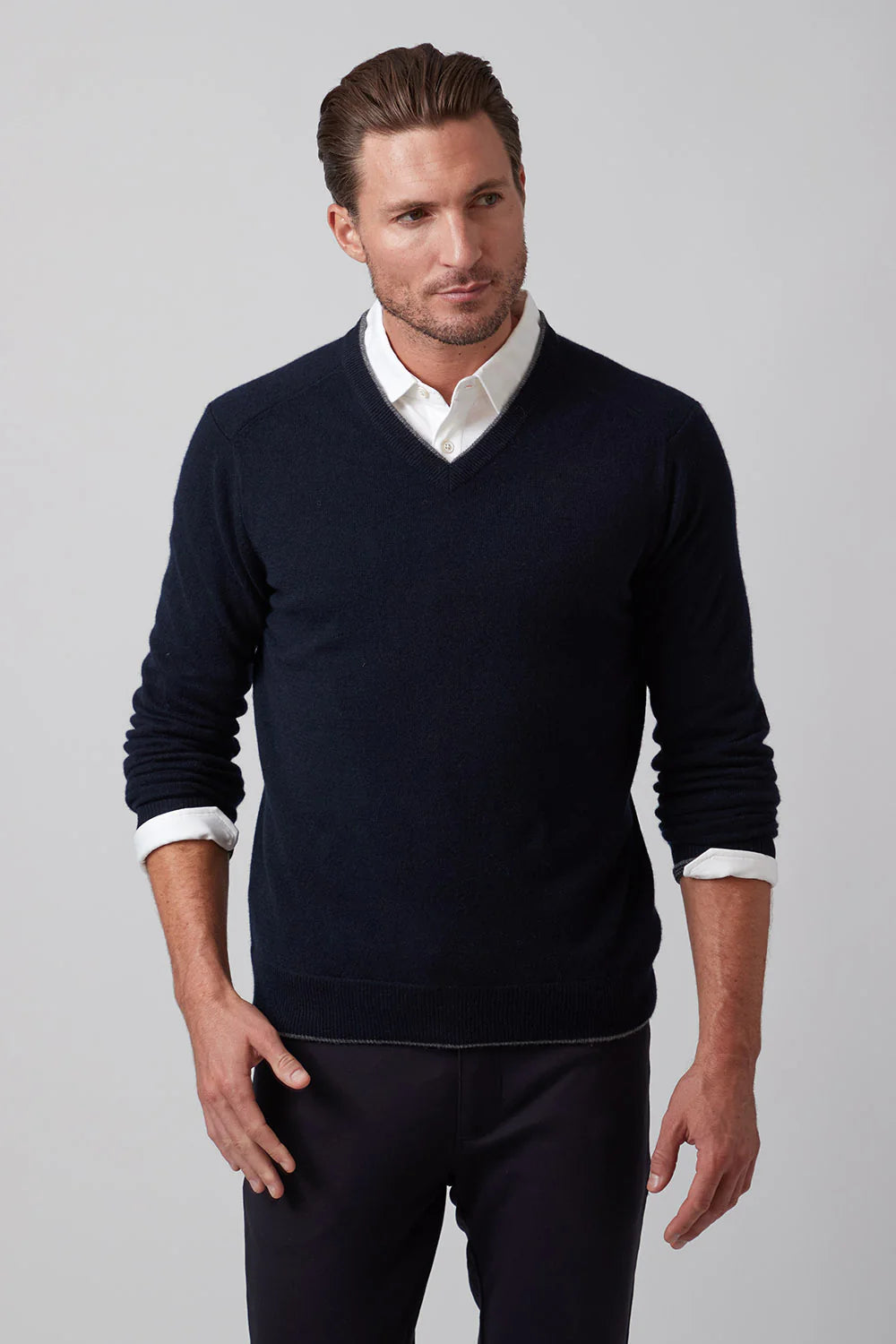 Buy navy Raffi Pure Cashmere Classic Vneck