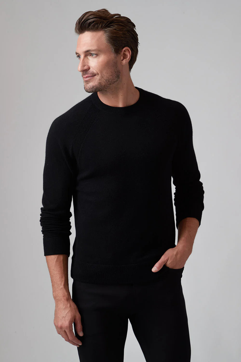 Buy black Raffi Essential Raglan Crew 100% Cashmere