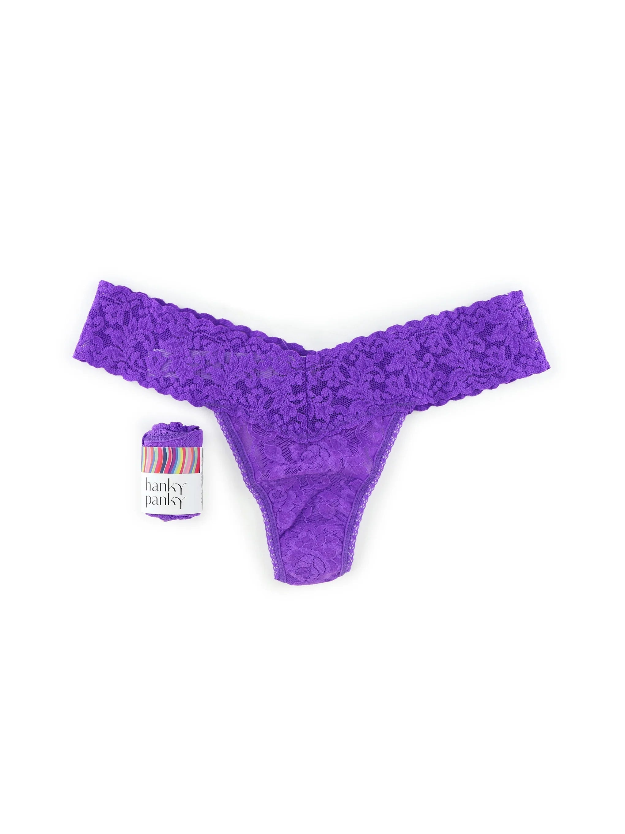 Buy vivid-violet Hanky Panky Signature Lace Original Rise Thong-Packaged 4811p