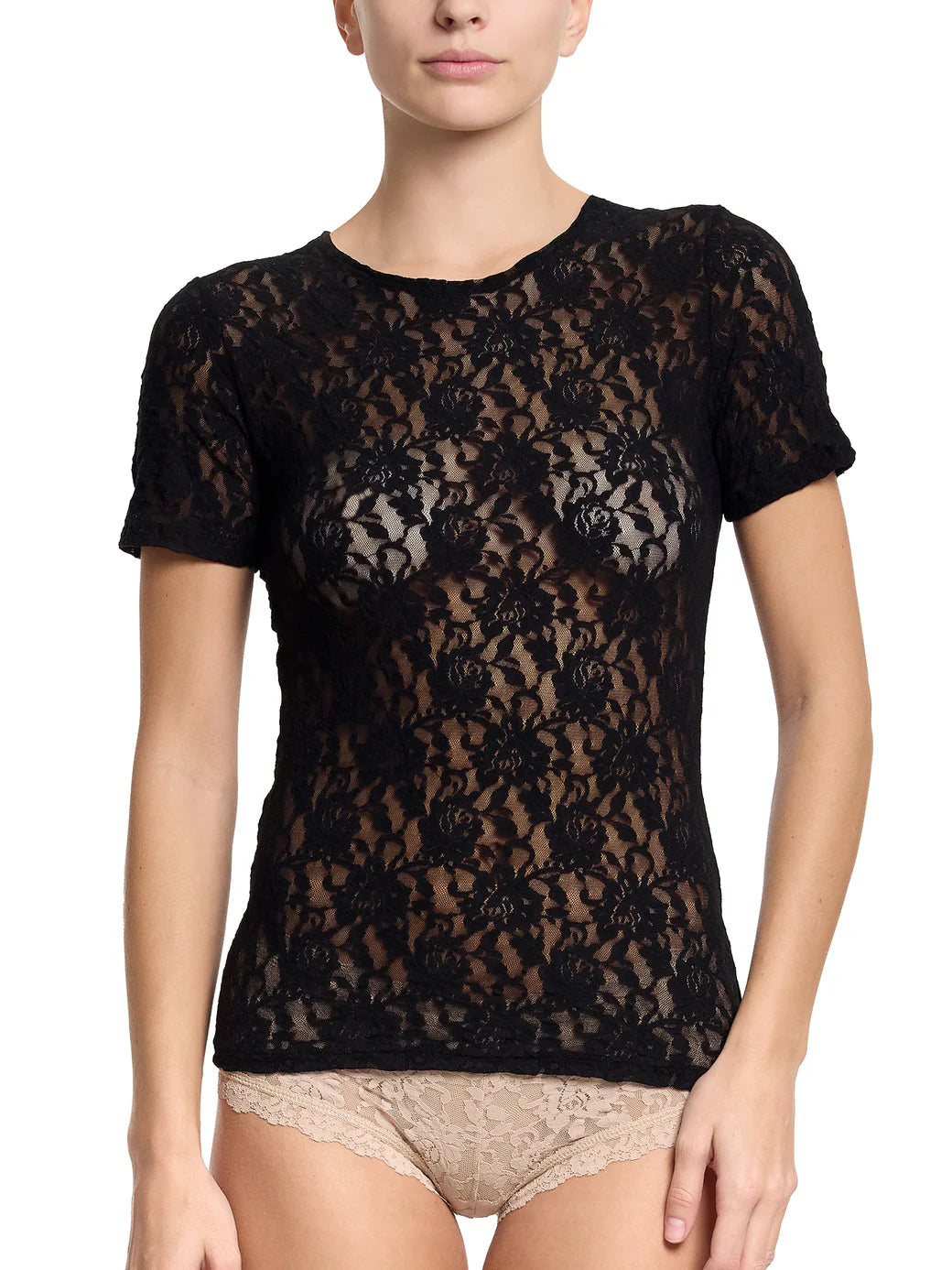 Buy black Hanky Panky Signature Lace Short Sleeve Top