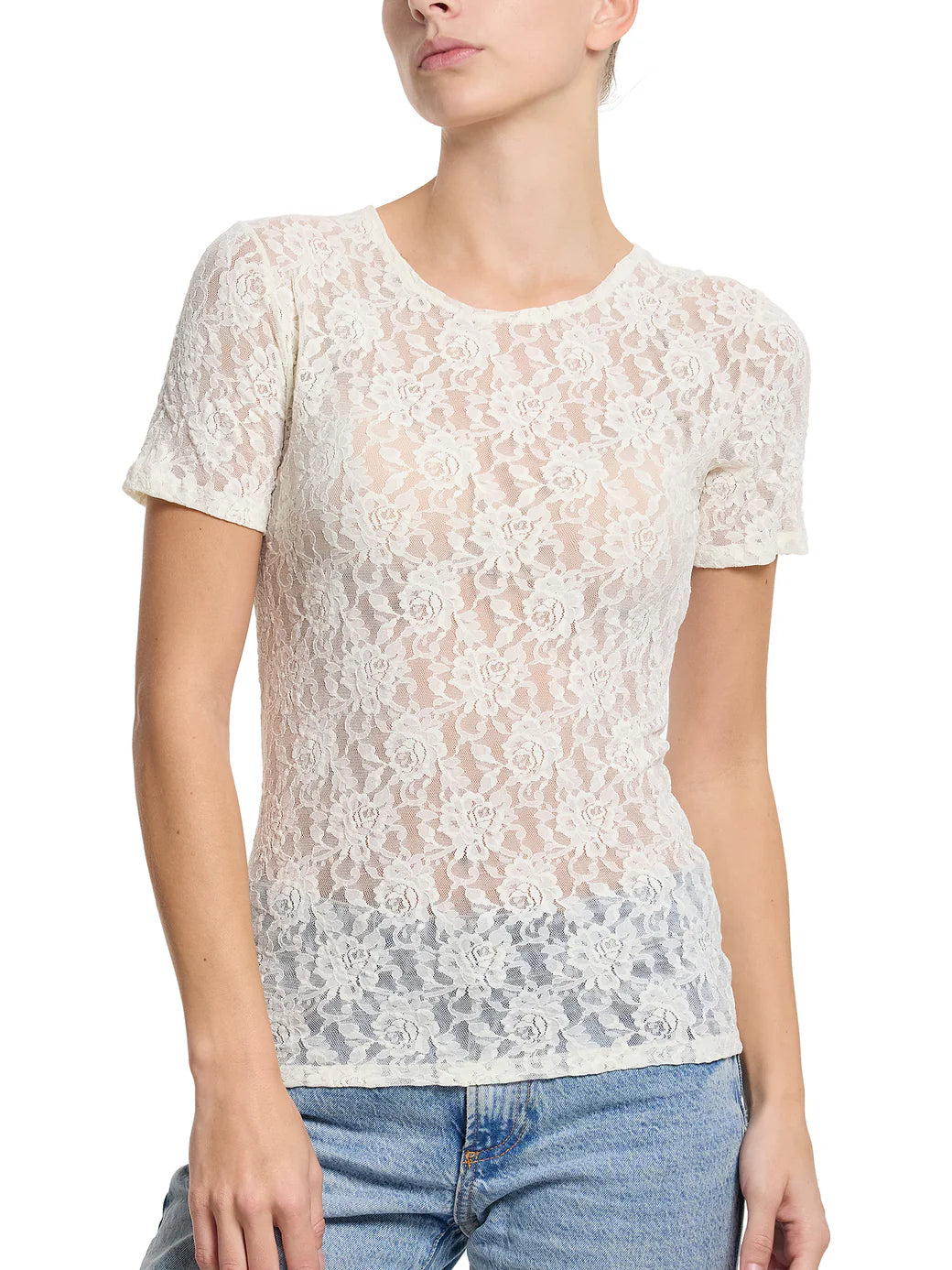 Buy marshmellow Hanky Panky Signature Lace Short Sleeve Top