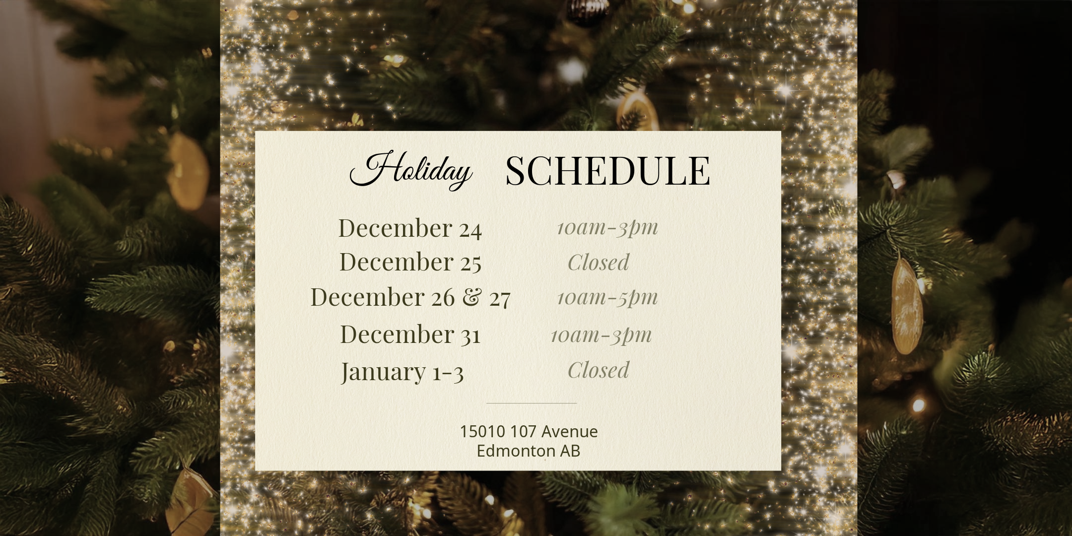 Holiday schedule 2024 banner 1