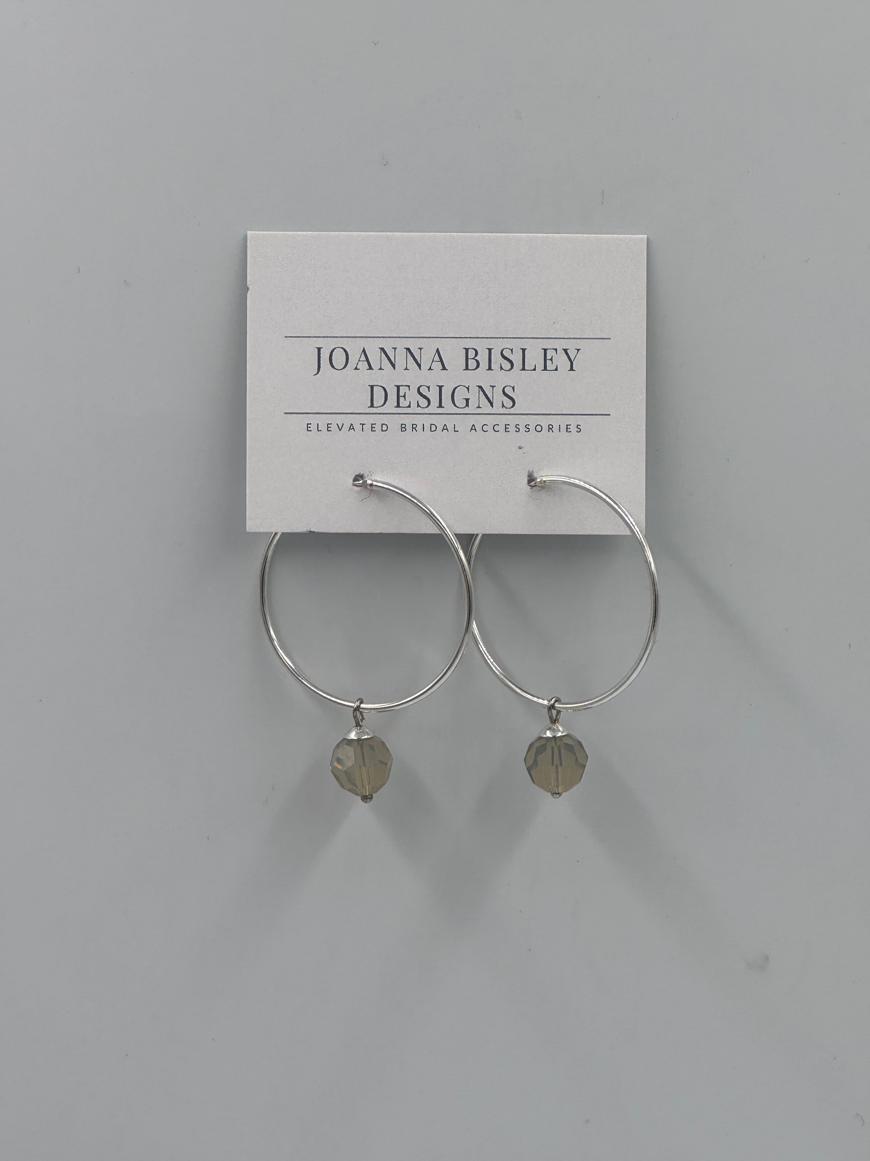 Joanna Bisley Earrings Solid Sterling Silver Swarovski Crystal - Grey Opal