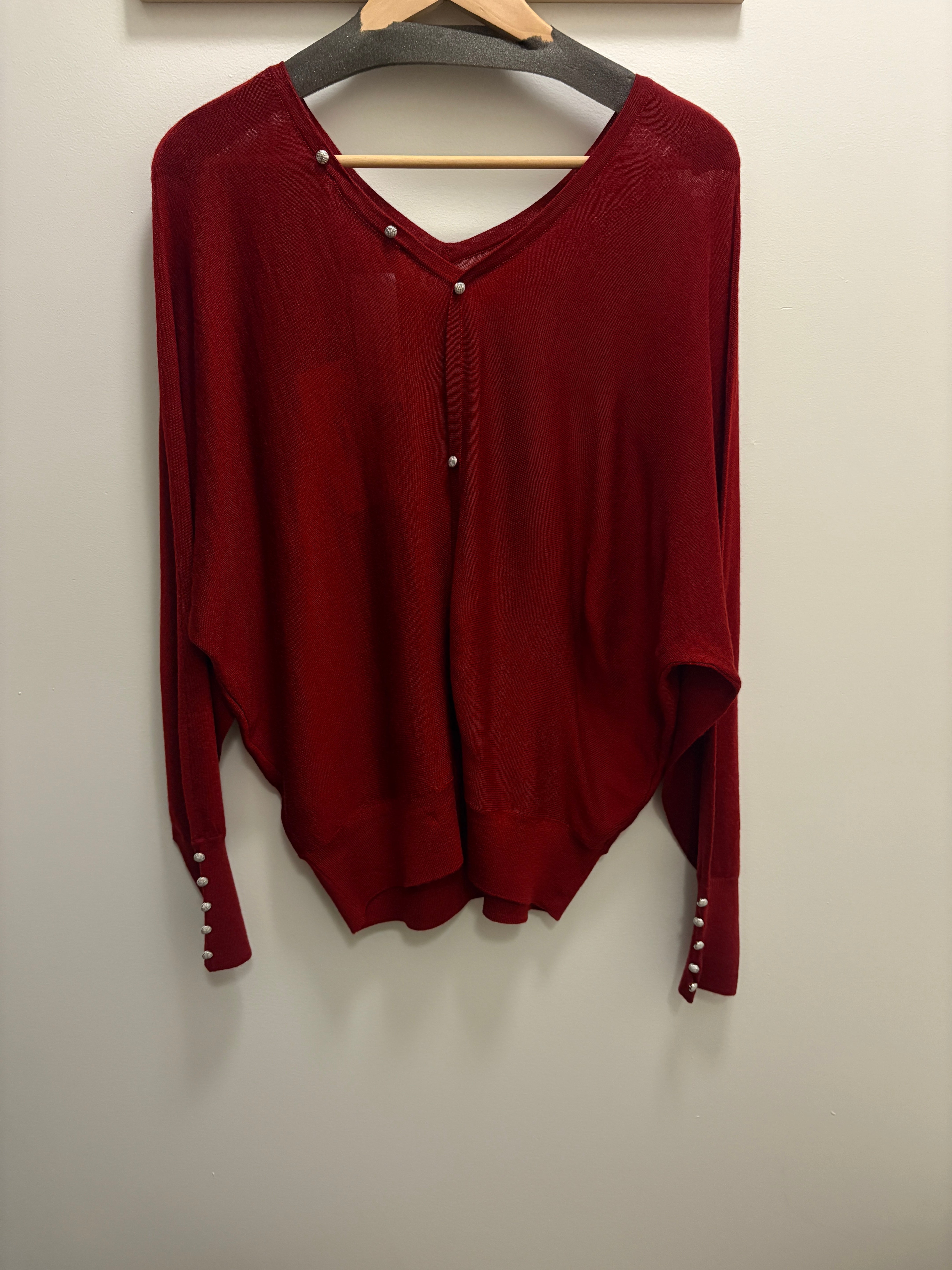 Iris Setlakwe Merino Blend VNeck Sweater Button Detail - 0