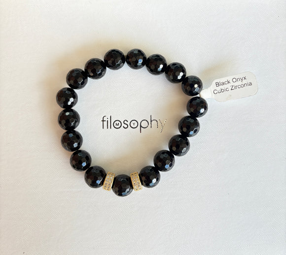 Joanna Bisley 12mm Black Onyx Double Gold Centre