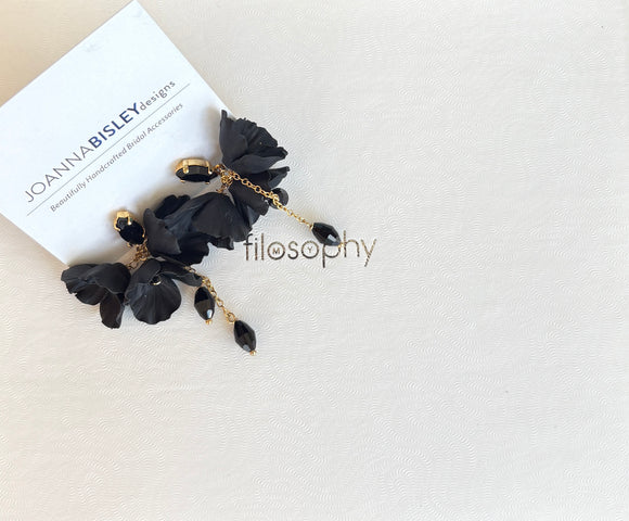 Joanna Bisley Black Flowers with Swarovski Crystal Drop