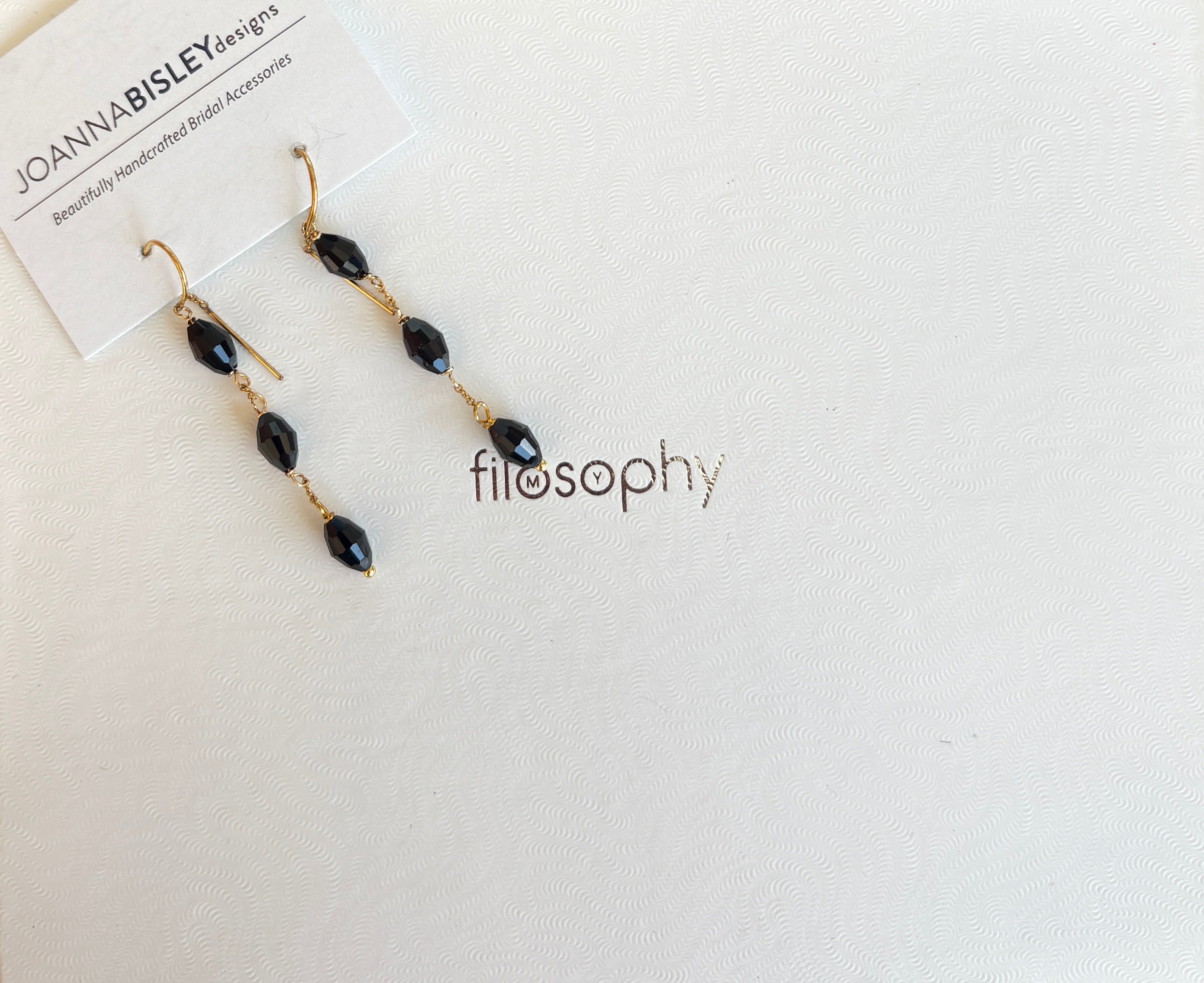 Joanna Bisley 14kt Goldfill Black Swarovski Crystal Earrings