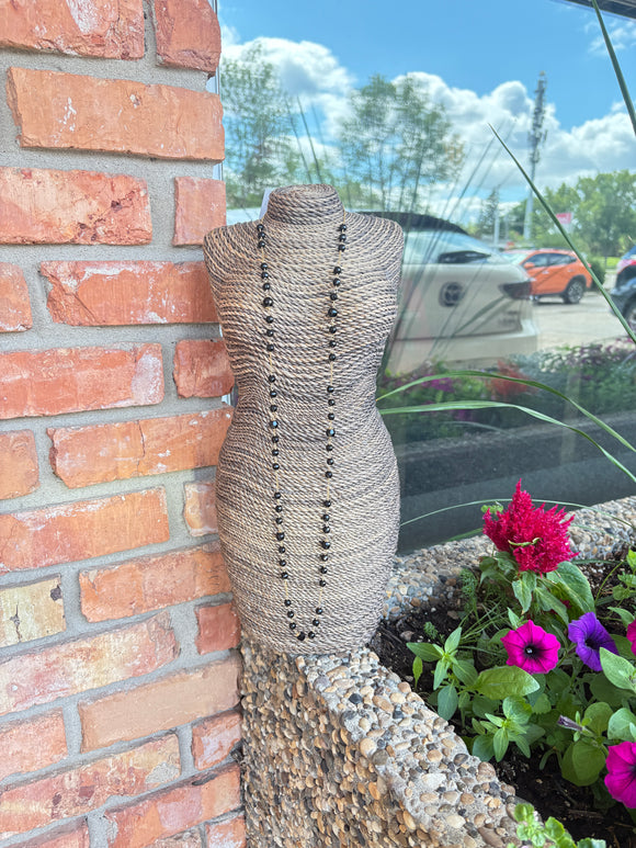 Joanna Bisley Faceted Black Onyx & 14 Goldfill and Beadcap Long Necklace