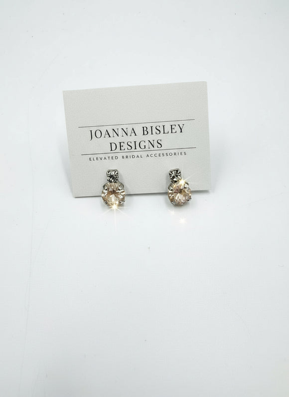Joanna Bisley Pearl Austrian Crystal Rhodium Stud