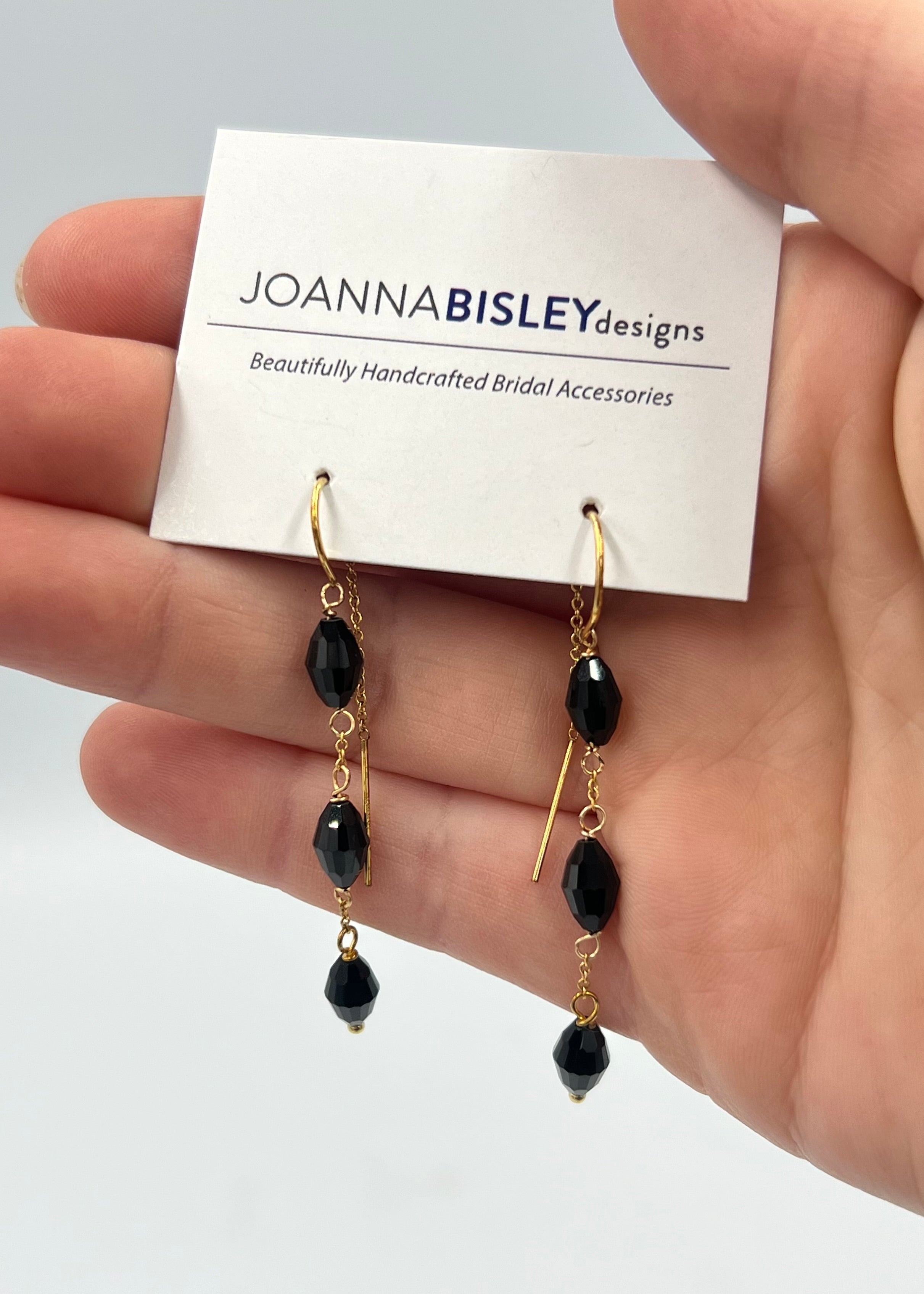 Joanna Bisley 14kt Goldfill Black Swarovski Crystal Earrings
